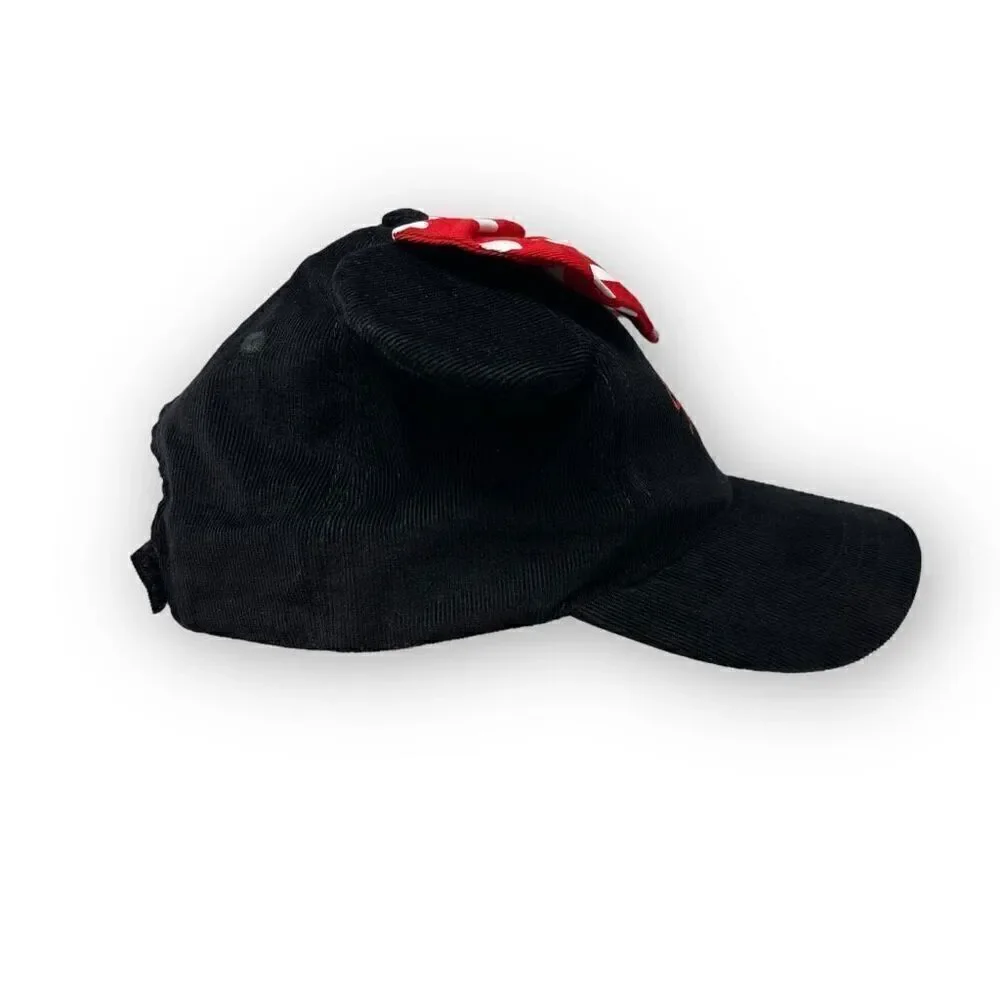 Disney Minnie Mouse Youth Baseball Black Hat Cap Ears Polka Dot Red Bow OSFM